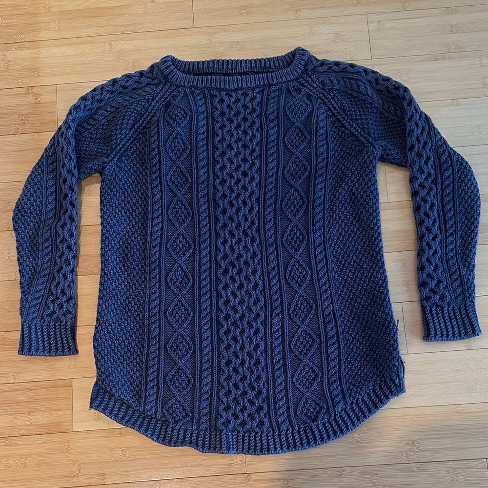 Bean Signature 100% Cotton Navy Cable Knit Women's Sweater